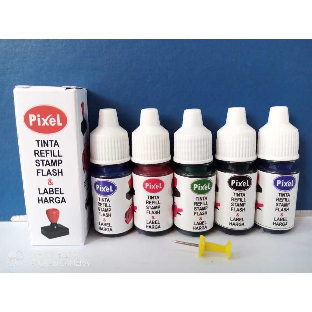 

PIXEL Tinta Stampel Otomatis Isi Ulang Flash Refill Stamp Ink Cap Warna Anti Luntur Label Harga