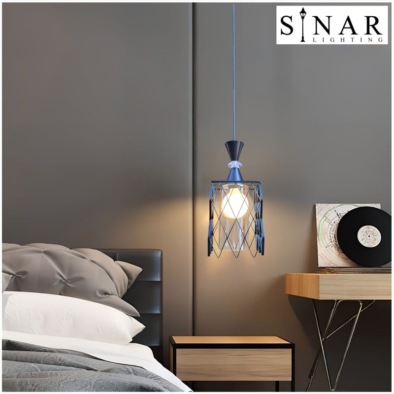 Lampu gantung Minimalis tunggal kap kaca S5565