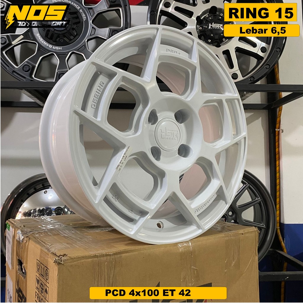 Velg mobil yaris, sigra, agya, hsr ring 15 lubang baut 4 warna putih desing deca