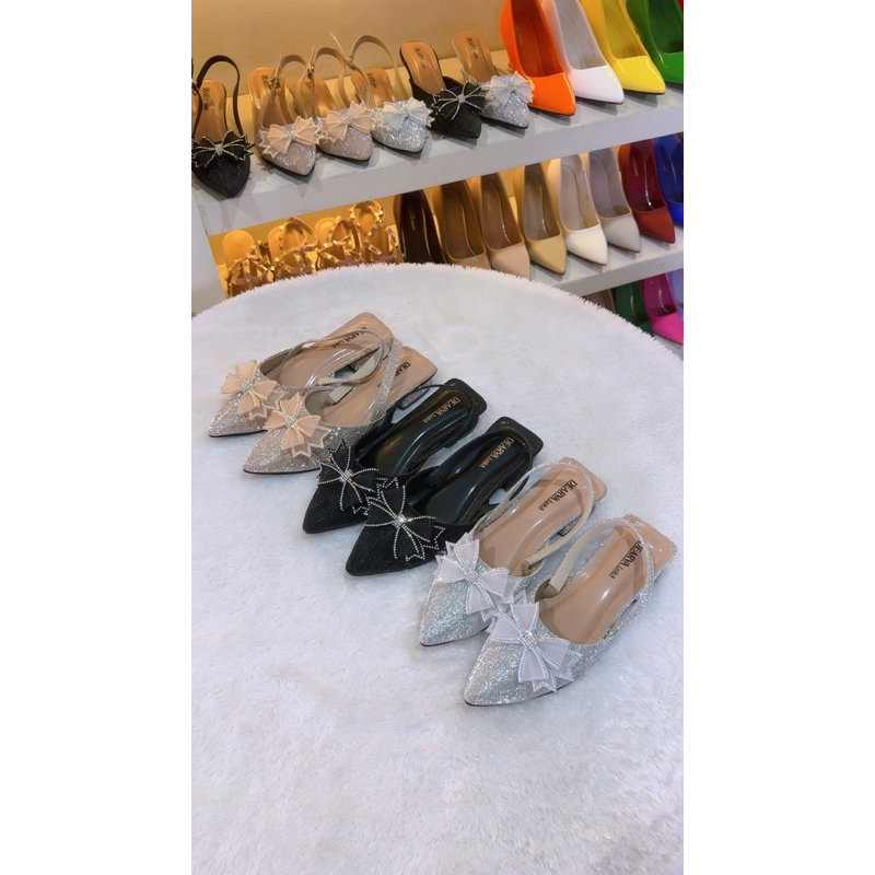 sepatu wanita 2 cm Louisdear 04 sepatu wanita pesta pengantin bahan glitter