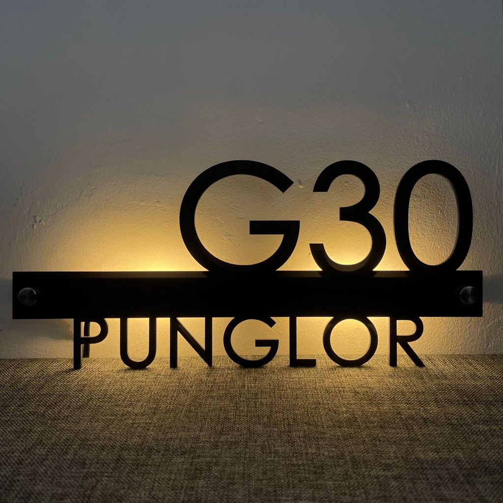 Nomor Rumah Akrilik Hitam Doff Nomer Rumah Acrylic Led Papan Nomor Custom