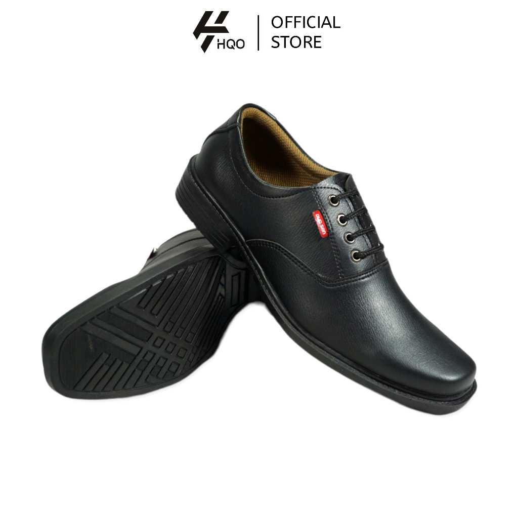 HQo Sepatu Pantofel Kulit Pria TM 03 HITAM / Sepatu Pria Formal / Sepatu Selop Kulit Sintetis Pria /