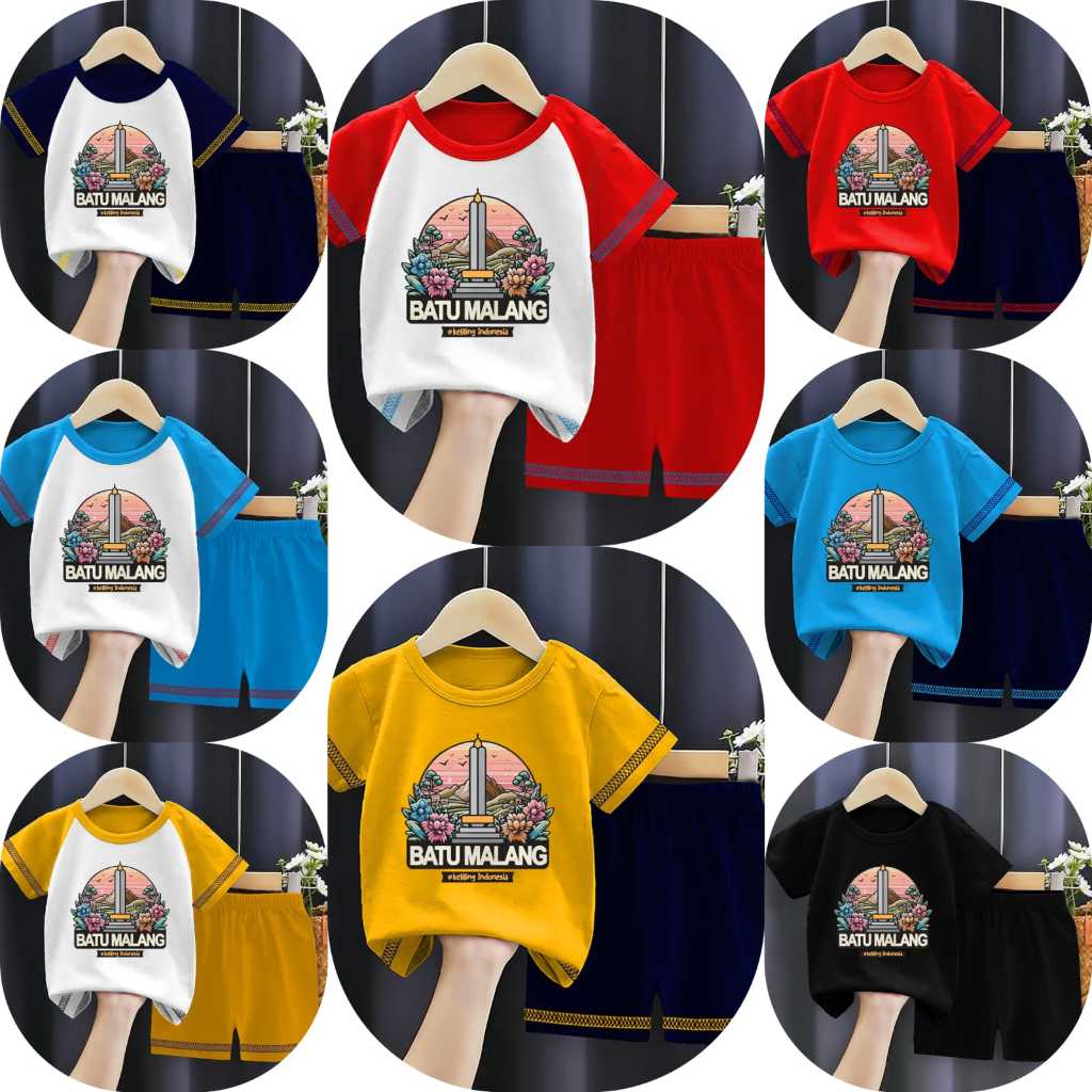 Kaos Setelan Anak Laki Laki Perempuan Baju Stelan Cowok Cewek Warna Motif Batu Malang FBAdw