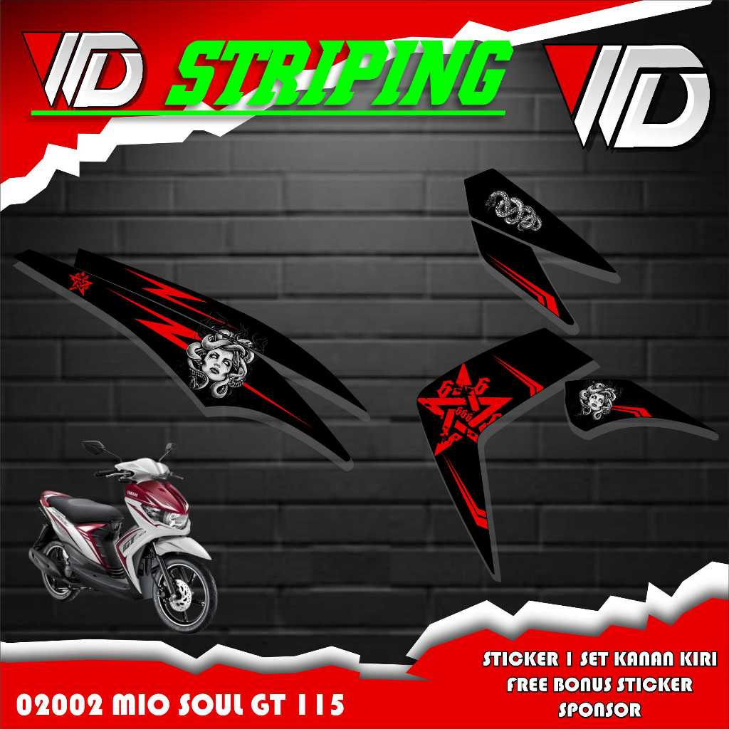 02002 Striping sticker sepeda motor mio soul gt 115 motif vietnam keren