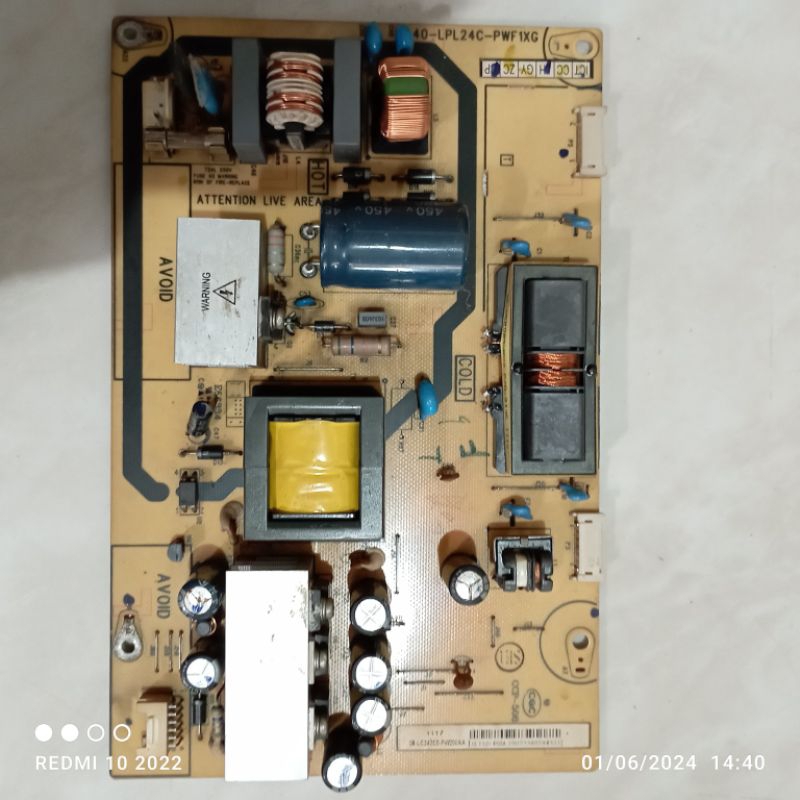 PSU POWER SUPPLY REGURATOR MESIN TV POLYTRON PLM24M60/PLM 24M60 PSU POLYTRON 24