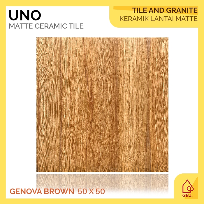 KERAMIK UNO 50 X 50 GENOVA BROWN MATTE MOTIF KAYU / KERAMIK LANTAI MATTE URAT KAYU