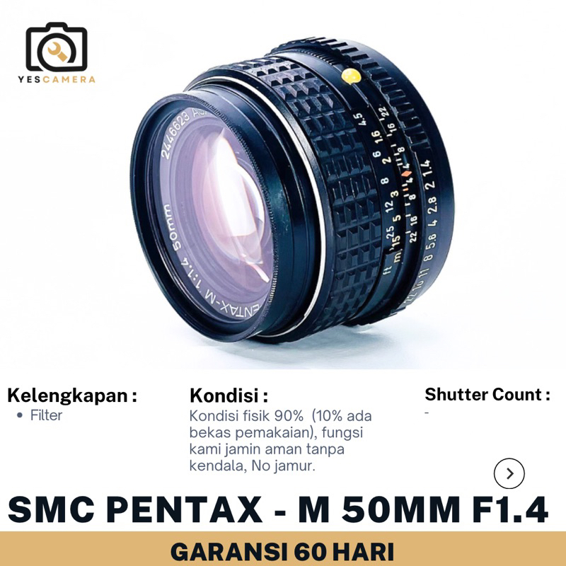 SMC Pentax - M 50mm F1.4 Bergaransi 2bulan Mount PK