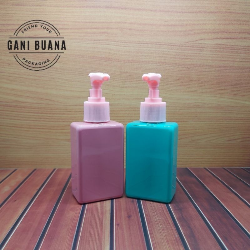 BOTOL PUMP 100ML KOTAK TUTUP CLIP PING/BOTOL PUMP 100ML KOTAK PET
