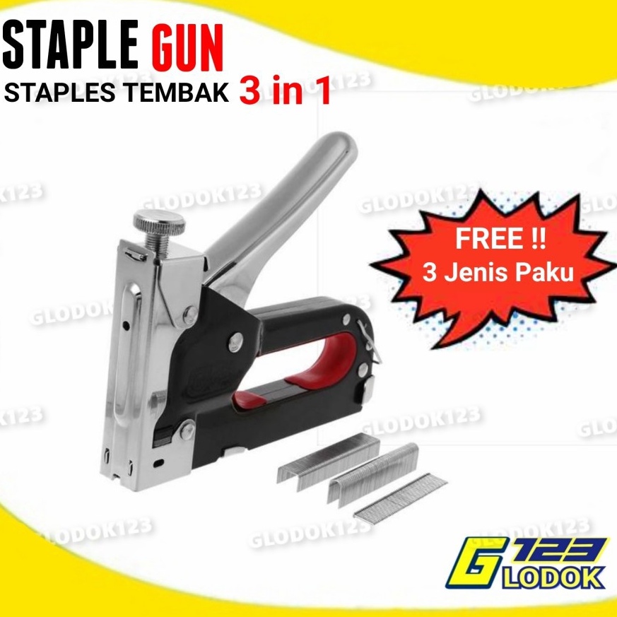 

KODE V42B Staple Staples Steples Gun Tembak 3 in 1 Jok Kulit Kayu Karpet Kardus