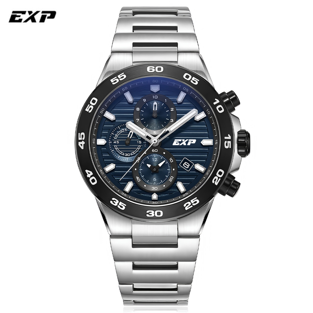 Expedition 6848 MCBTBBU - Jam Tangan Chronograph Pria - Silver Blue - Stainless Steel