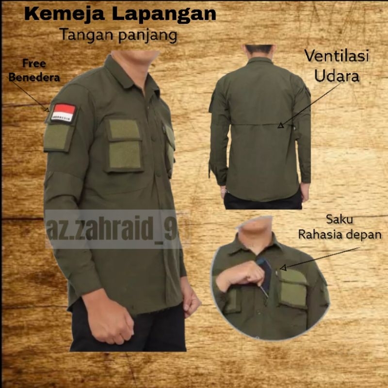 Kemeja PDL lapangan FREE BENDERA | kemeja outdoor Pria | kemeja wanita | kemeja pria lengan Panjang 