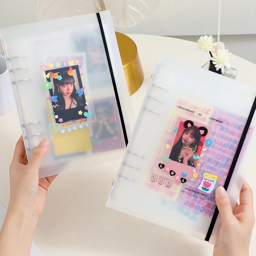 

KODE C86E Buku Binder A5 Transparan 6 Ring Bahan PP Binder Polos Collect Book Matte Cover Photo Album
