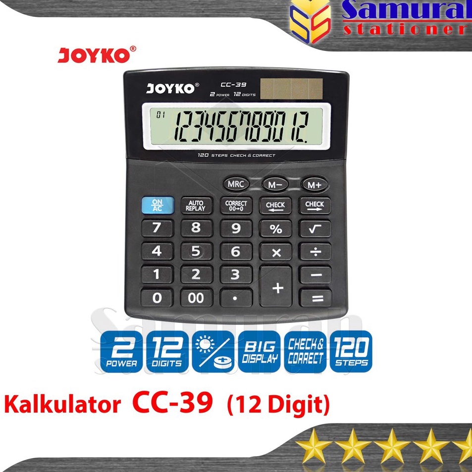 

Kalkulator Meja Joyko CC 39 Mesin Hitung CC39 Calculator 12 Digit Check Correct Big Display