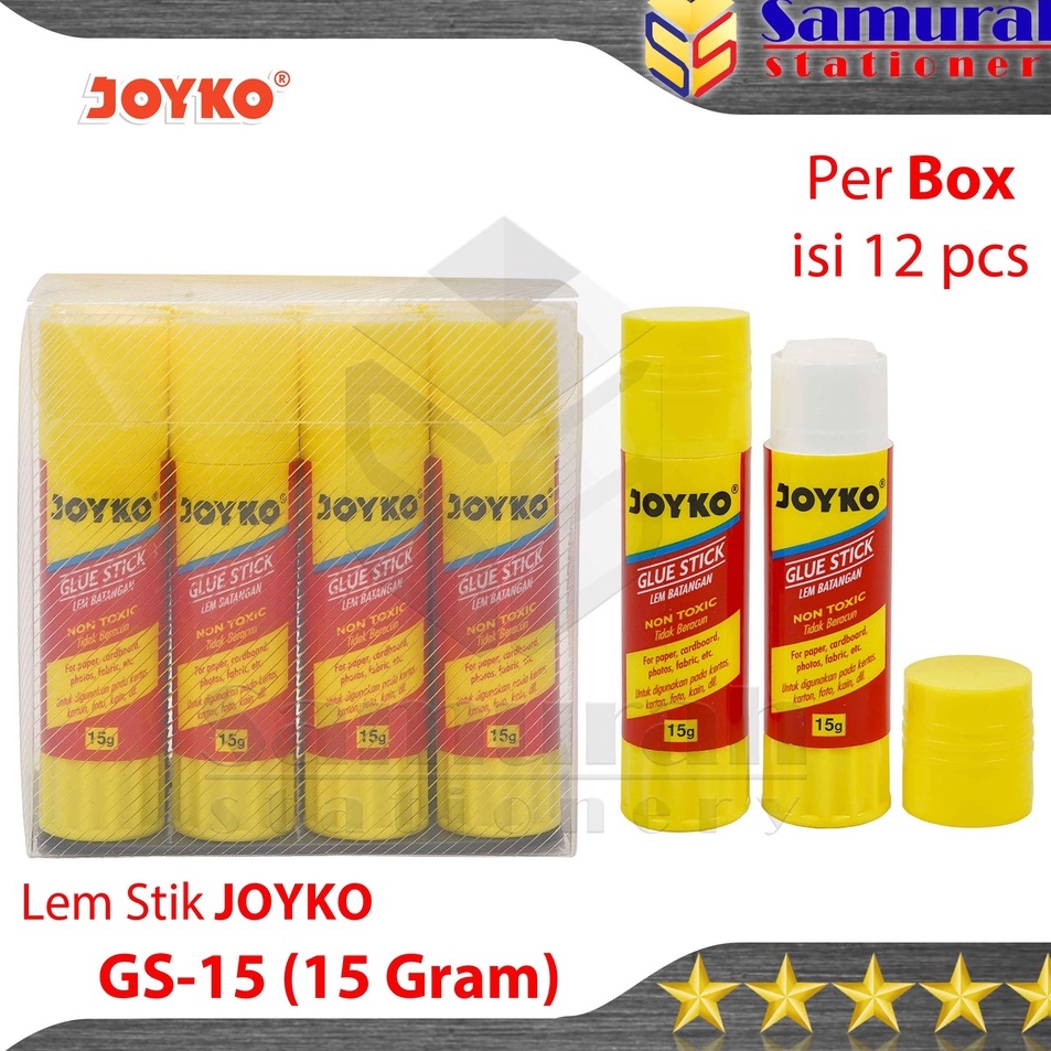 

Glue Stick GS15 Joyko Pendek 1 box isi 12 pcs Lem Kes Putar GS 15 Gram Lem Stik Batang 15 Gr Kecil