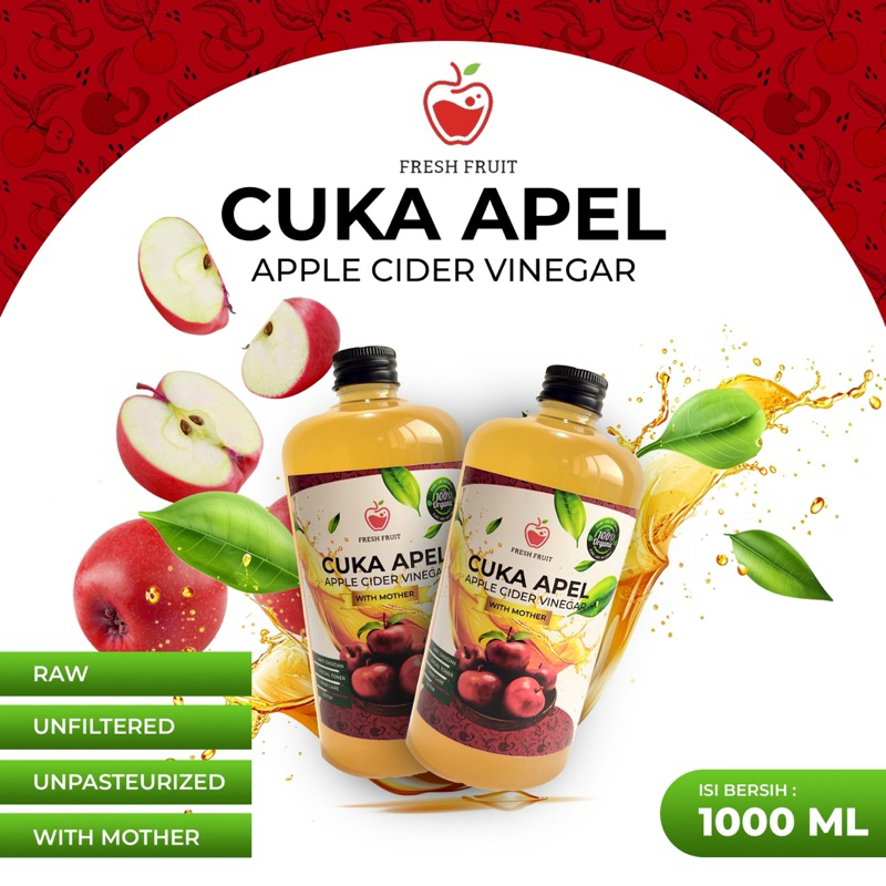 

Cuka Apel Premium 1000ML With The Mother - Cuka Apel Original - Apple Cider Vinegar - Diet Detoks - Cuka Apel Murni