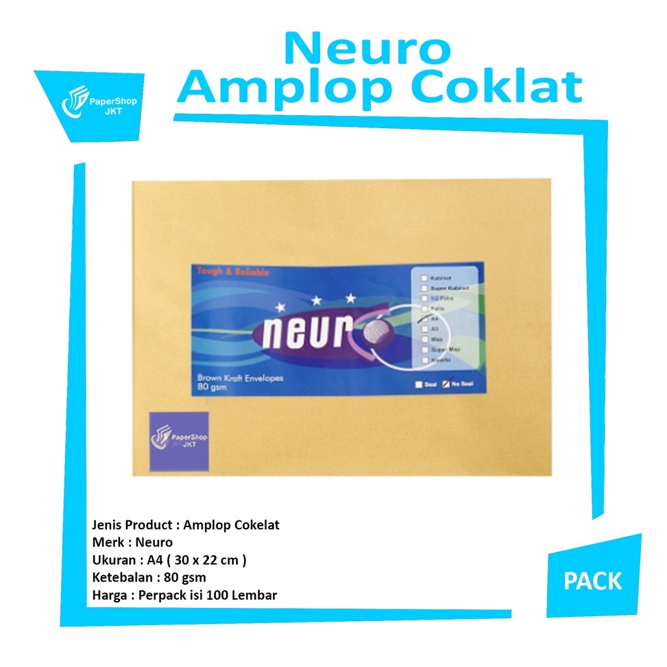 

KODE A44Z NEURO Amplop Coklat A4 No Seal 3 x 22 cm Pack