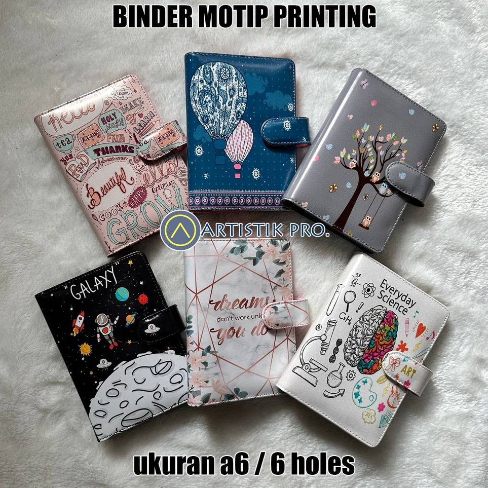 

Revolutionary Binder Motip Printing Ukuran A66 holes Bahan Kulit Sintetis