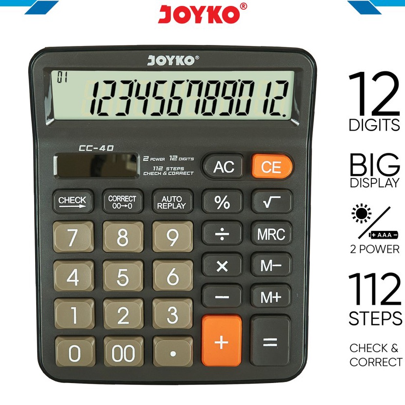 

Buruan Beli Kalkulator JOYKO CC 4 Calculator Check Correct CC4 12 Digit Besar