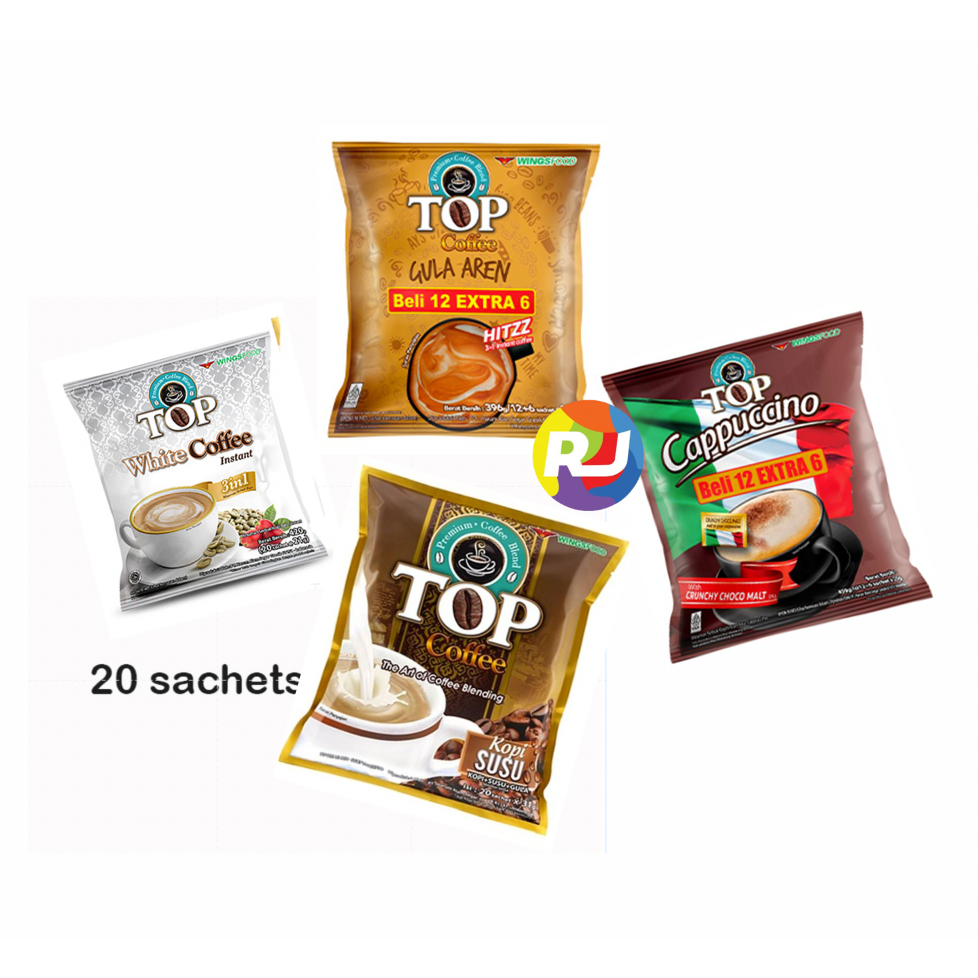 

Kopi TOP - White Coffee / Susu 2in1 20's Gula Aren / Cappuccino 12 + 6's