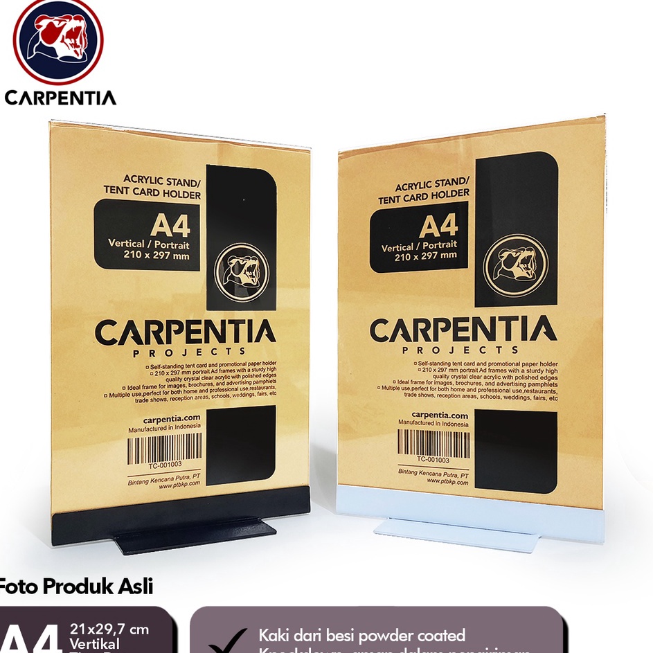

Readystock Carpentia COVE Stand Akrilik Kaki Besi Datar A4 Vertikal 21x297cm Display Menu Tent Card Holder Nomor Meja dll