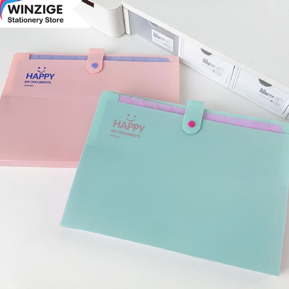 

Winzige A4 Tas File Lucu 12 Sekat Indeks Bahan Aesthetic 12 Slot Document Bag A4 File Folder Organizer