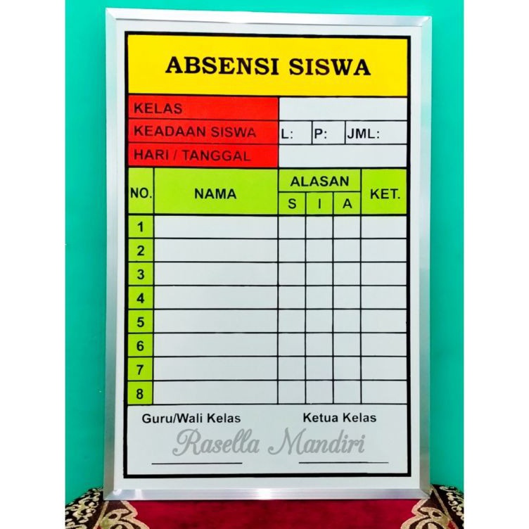 

Inovatif AB SISWA 4x6 PAPAN DATA SEKOLAH TK RA PAUD SD MI SMP MTS SMA MA PAPAN AASI
