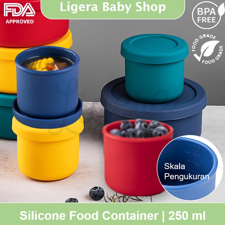 Stok terbatas LIGERA 25ml Silicone Baby Food Container  Ada Skala Takaran  Lunch Storage Box Wadah M