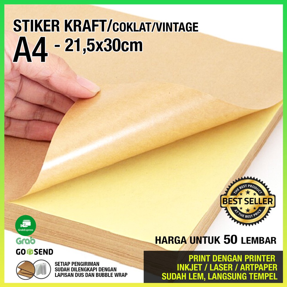 

A4 215x3cm PAKET 5 LEMBAR ISI 5 lbr STIKER STICKER KRAFT COKLAT VINTAGE