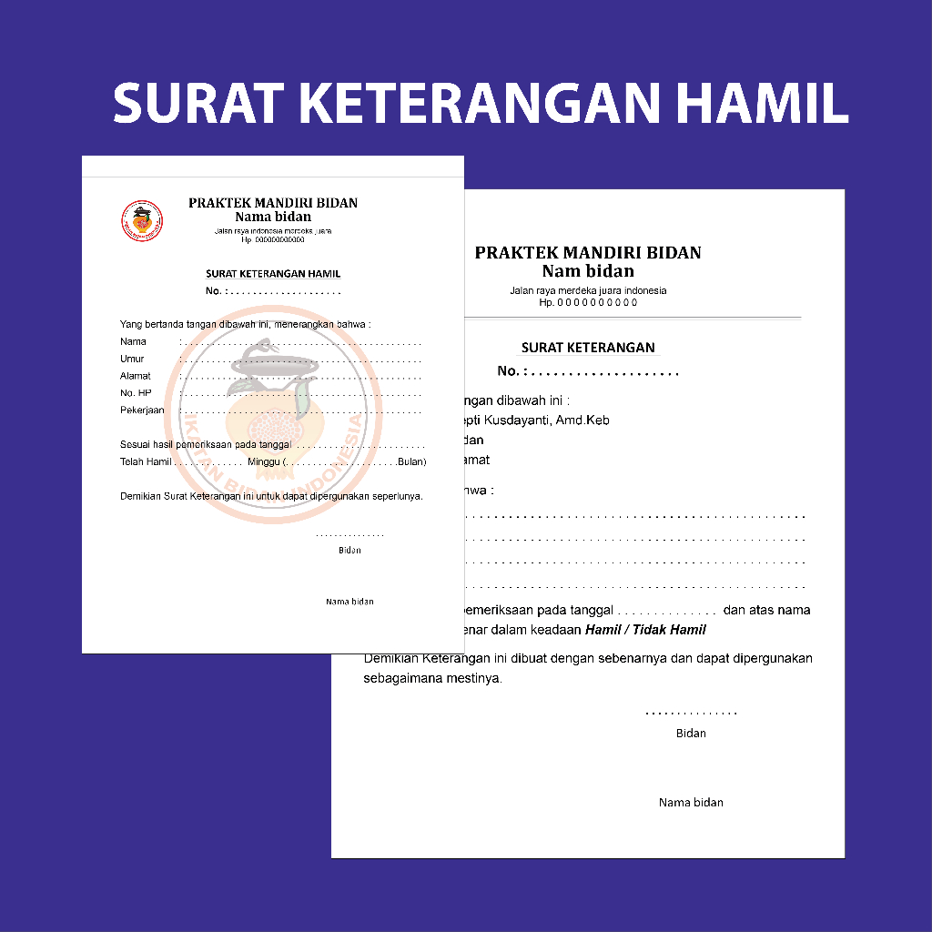 

Custom buku keterangan Hamil