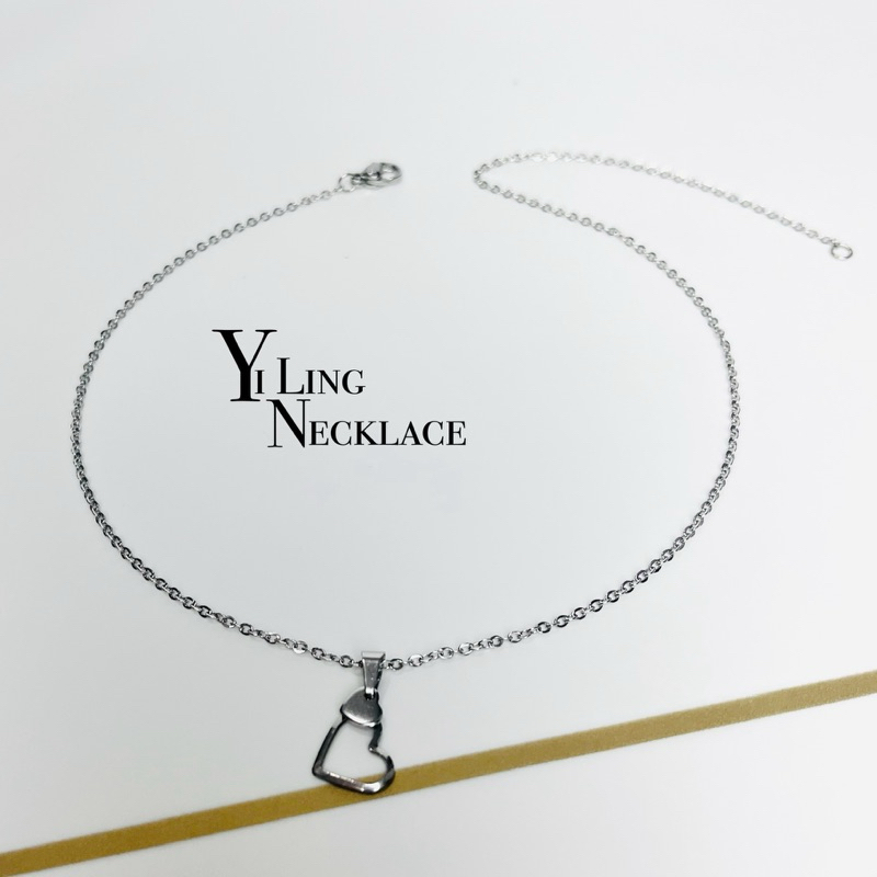 YiLing || •Anti Karat• Kalung Stainless Silver - Dainty Necklace • Love Love• Kalung Stainless - Kal