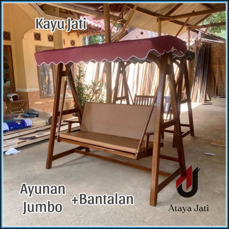 Ayunan Gantung Teras Bangku Kursi Ayunan Taman Kayu Jati