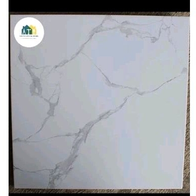 Keramik 50x50 Ikad 11162 Putih urat marmer abu glossy| gradeA|Terlaris