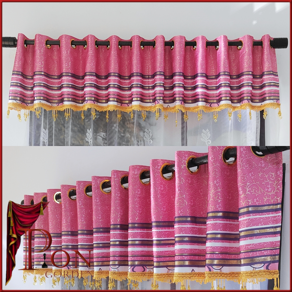 GORDEN JENDELA PONI ATAS PINTU PENTILASI MEWAH CANTIK MURAH TAHAN LAMA KAIN TEBAL MANIK MANIK MODEL 