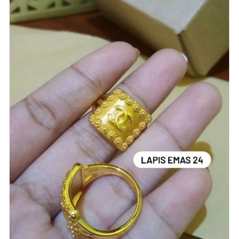 Cincin Cc lapis emas 24k, awet di pakai harian