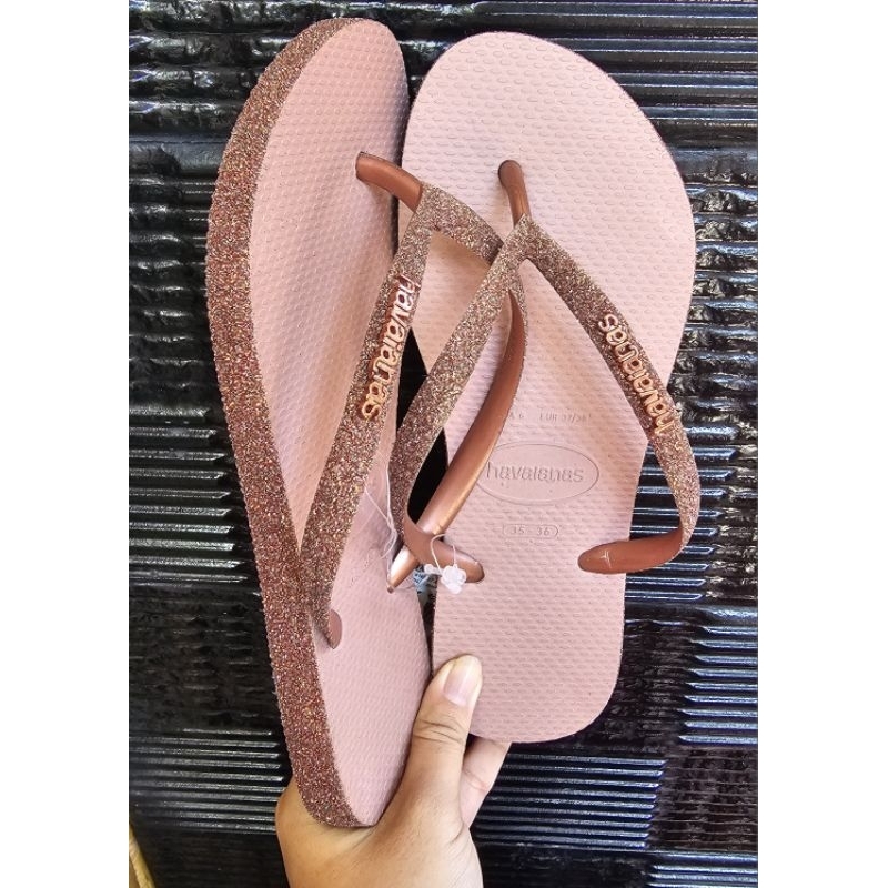 Sandal Jepit Wanita Havaianas Slim Sparkle ll - Crocus Rose