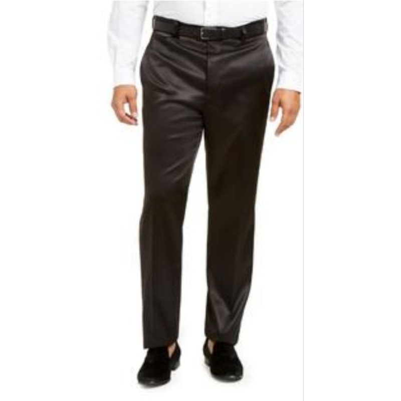 Celana Sopan Kerja Celana Pesta Pria Hitam Tuxedo Silk