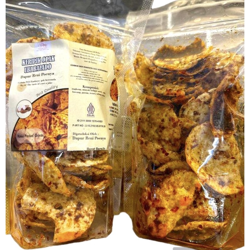 

keripik opak ubi balado pedas gurih