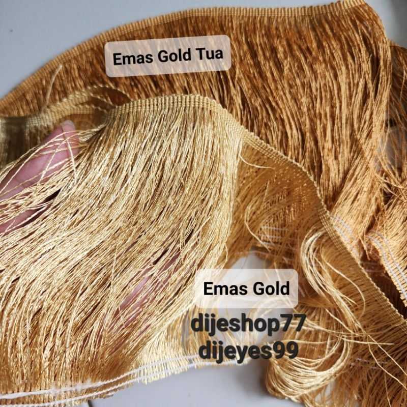 Renda Rumbai Emas 15 cm / Renda Rumbai 15cm / Rumbai Emas Gold / Rumbai Panjang / Rumbai Halus / Rum