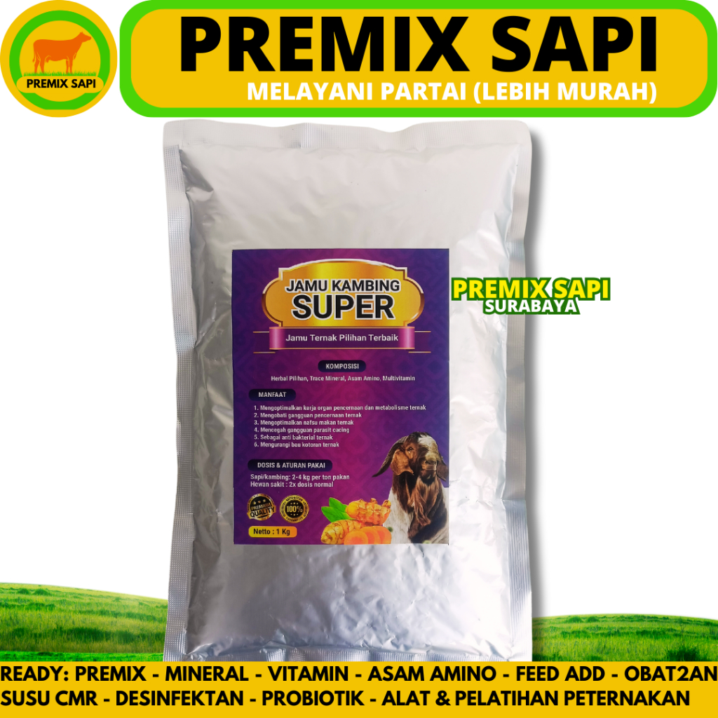 JAMU KAMBING SUPER 1 KG - Jamu Penggemuk Kambing - Meningkatkan Nafsu Makan, Kesehatan & Produksivit