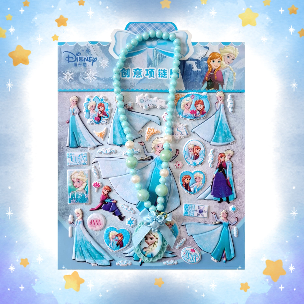 

Necklace Sticker Gambar Tempel Kalung Stiker Timbul Anak Karakter Disney Princess Anna Elsa Frozen