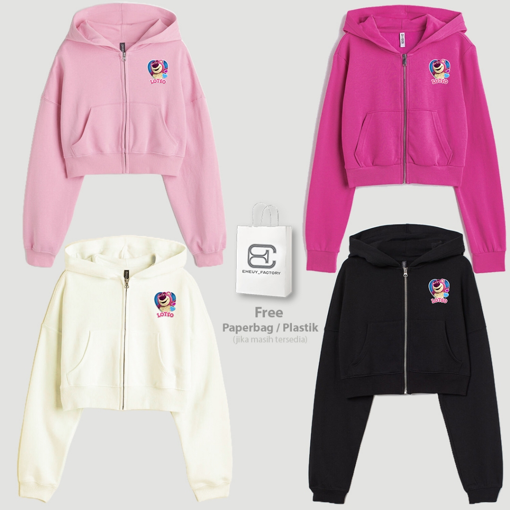 Zipper Crop Lotso Toy Story Sweater Toy Story Lotso Edition Jaket Cropped Wanita Korean Style