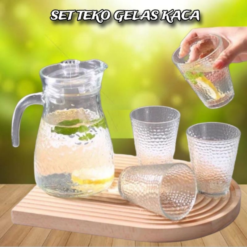 set teko gelas kaca