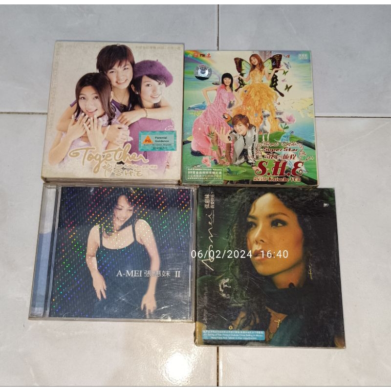 cd / vcd Mandarin SHE-Together (Best Collection) / SHE-Super Star Karaoke / A MEI-II / A MEI-I Want 