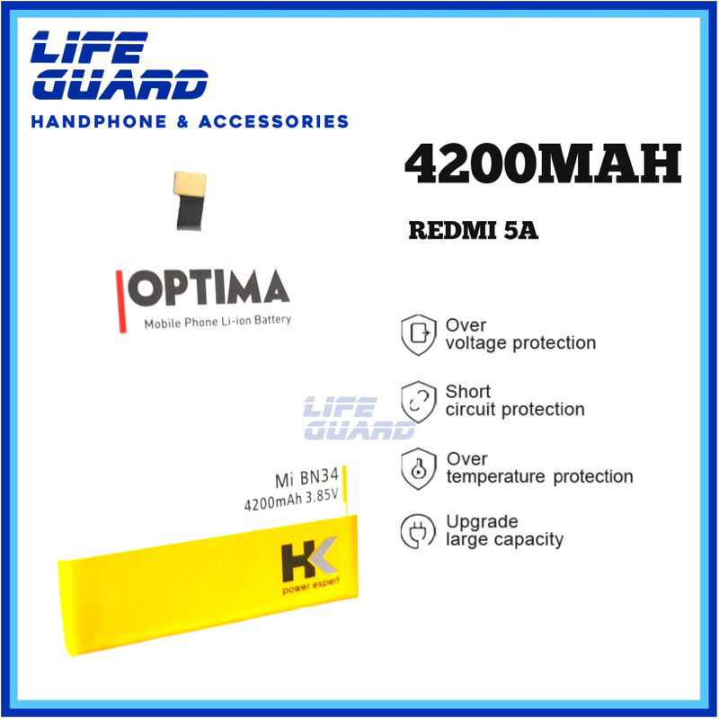BATERAI HK OPTIMA XIAOMI REDMI 5A BN34 4200MAH 3.85V BATRE DOUBLE iC