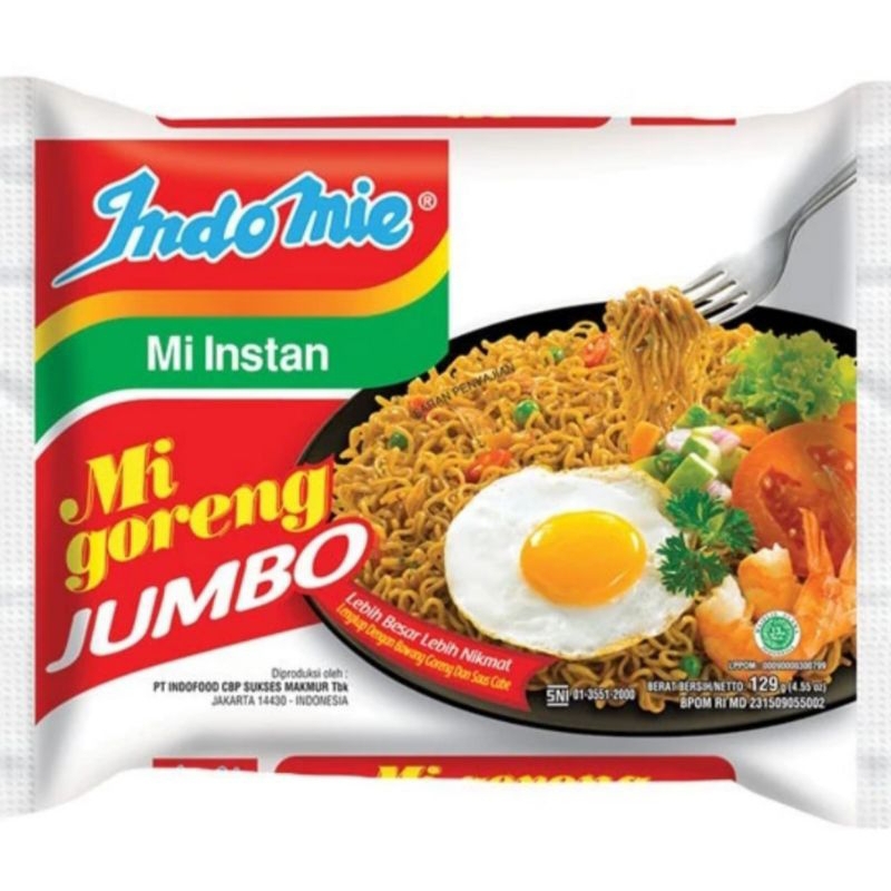 

Indomie Goreng Jumbo ORIGINAL Berat 129gr ( 4 pcs )