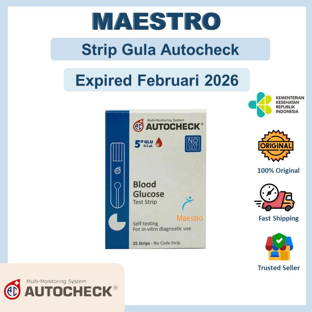 Autocheck Strip Tes Cek Gula Darah Isi 25 Stik Glukosa Auto Check GDS