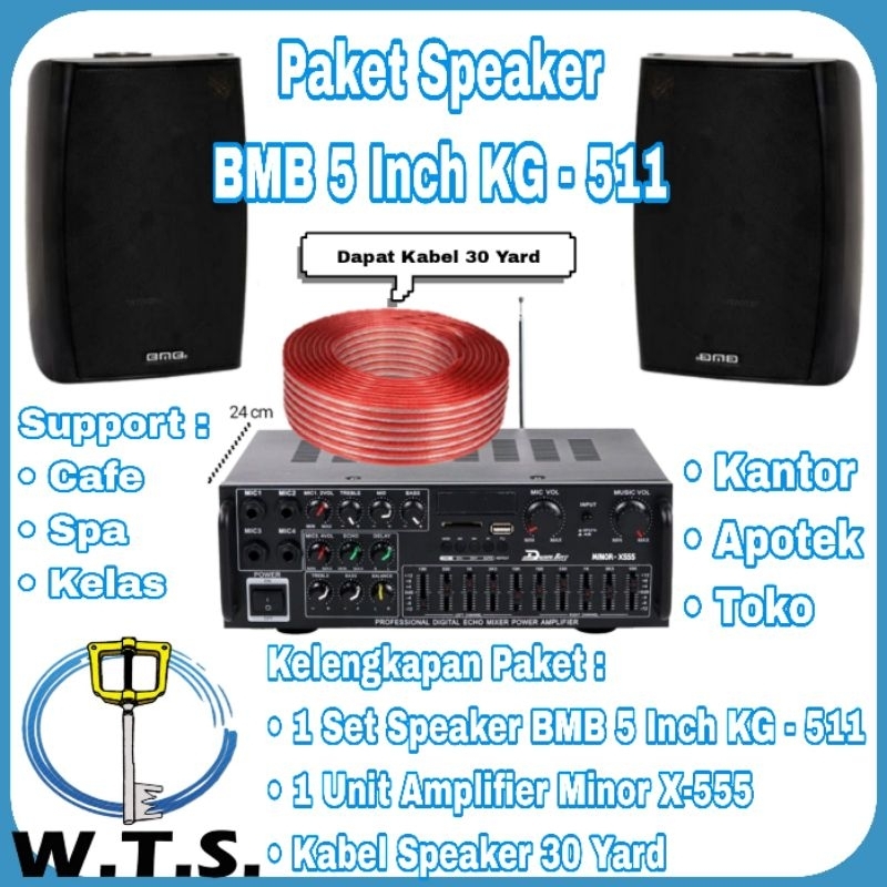 Paket Speaker BMB 5 Inch Amplifier Power KG 511