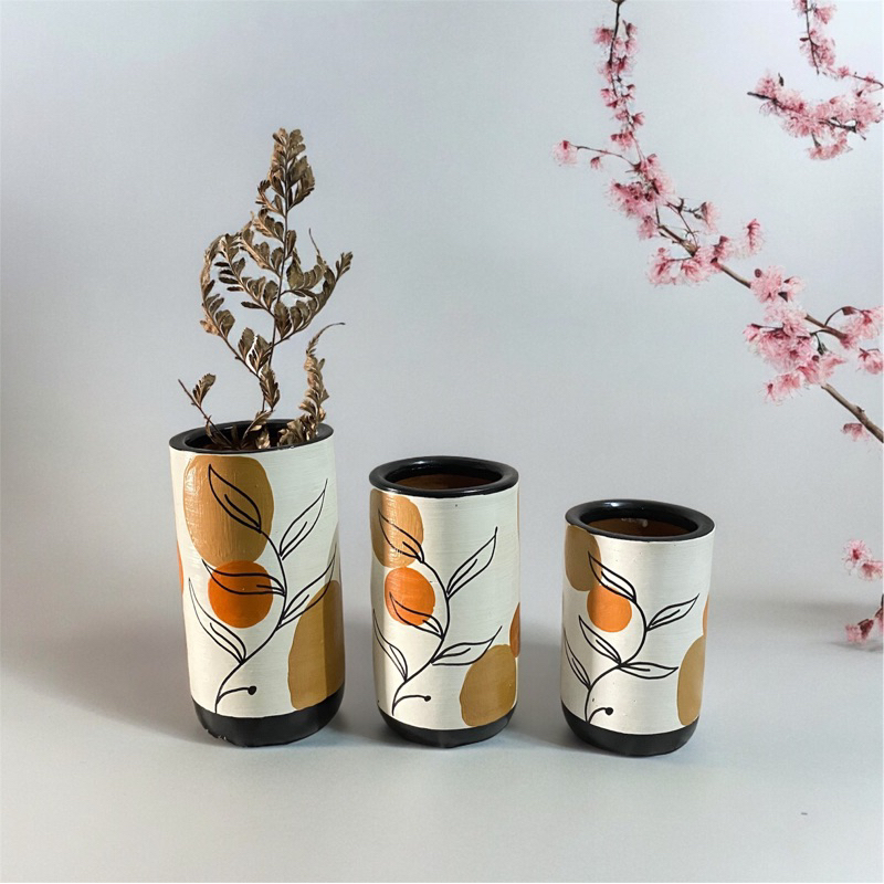 VAS BUNGA KERAMIK | VAS SET LUKIS | VAS AESTHETIC