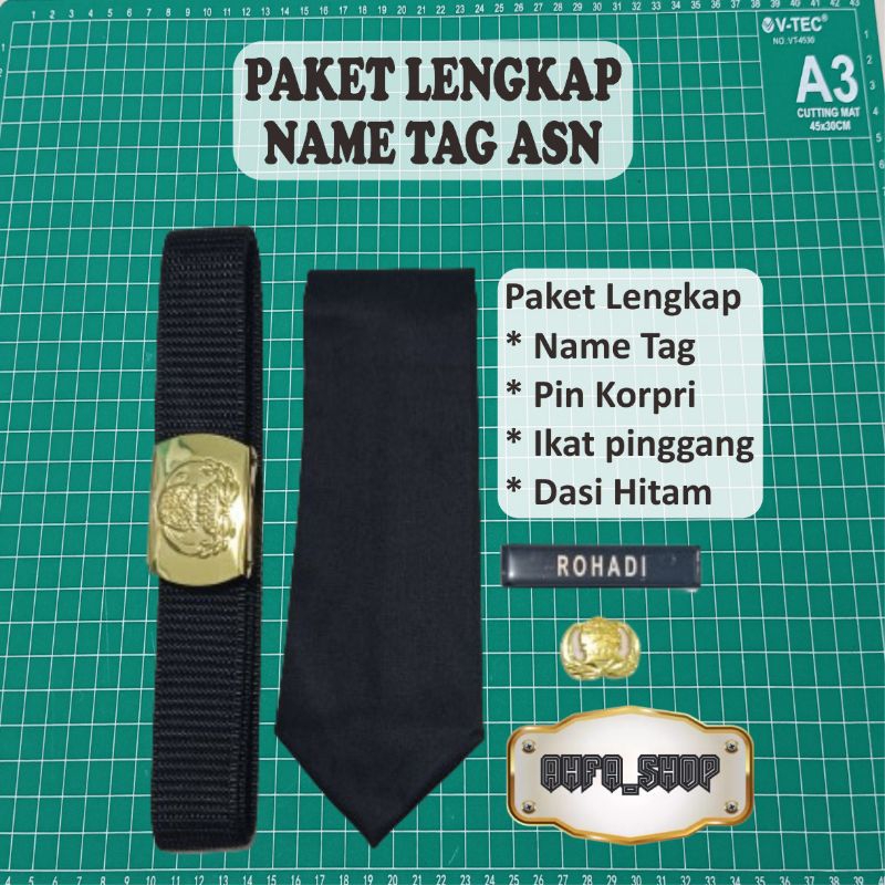 

Paket lengkap Name Tag ASN (Ikat pinggang, dasi hitam, Name Tag & Pin Korpri)
