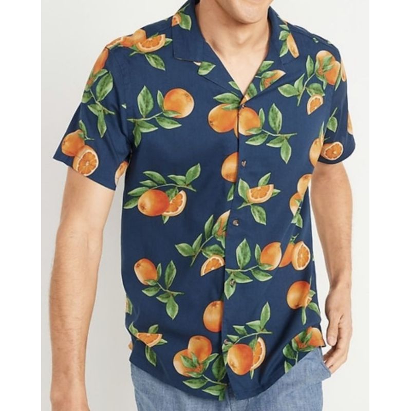 Kemeja Pria Motif Orange